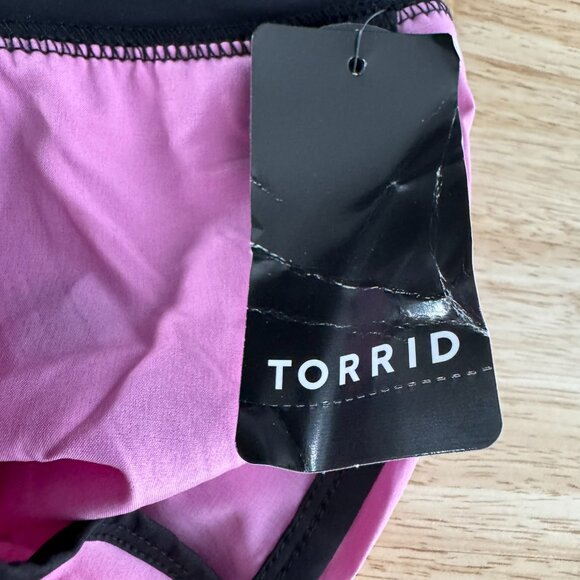 Torrid Active Swim Shorts Bottom 3X Pink Black Trim Polyester Blend NWT SW-2103 - Picture 5 of 11